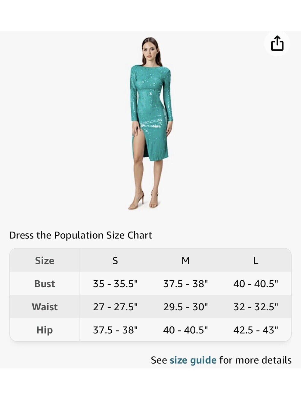 Dress the Population Natalie Sequin Long Sleeve Slit Midi Dress Size M In Capri - Picture 4 of 7